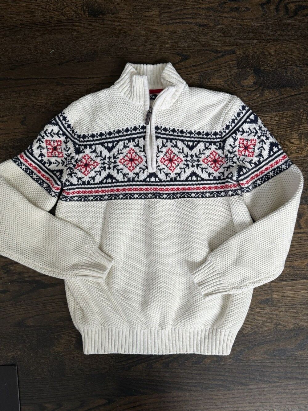 Vintage Izod Men's Fair Isle Nordic 1/4 Zip Ski Sweater Sz M Apres Ski